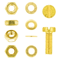 Machine Screw, Nut & Washer Solid Brass